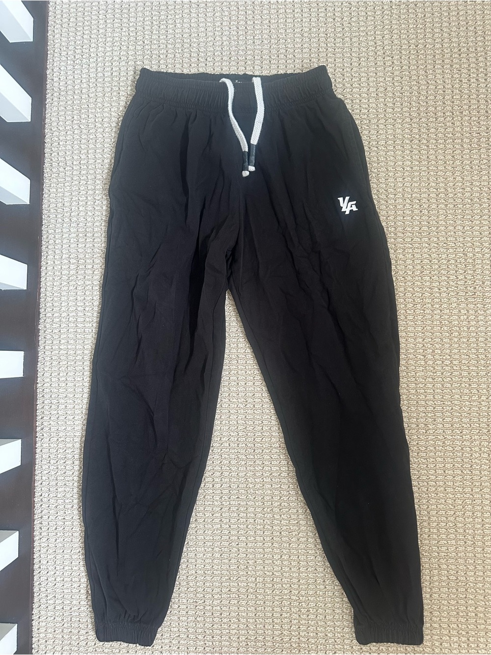 YoungLA Black Jogger Pants with White Drawstring